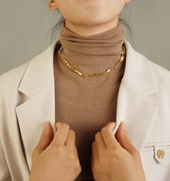 Ensemble de bijoux minimaliste de luxe plaqué or maillons en fusion chaîne collier ras du cou bracelet