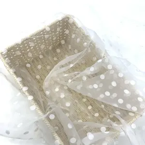 Nouvel arrivage de tissus en organza liquide transparent à pois blancs 100% polyester pour robe de printemps et d'été