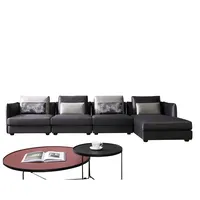 Conjunto de sofás en forma de L, muebles de sala de estar de tela de estilo Simple, Color azul, 3 asientos