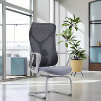 Chaise de bureau exécutive moderne en gros, en tissu, ergonomique, réglable en hauteur, sans roulettes, pour ordinateur, travail, personnel, aluminium