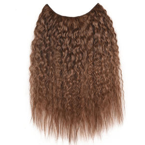 27 # pieza de peluca permanente de maíz de <span class=keywords><strong>pelo</strong></span> mixto marrón claro, pieza de extensión de peluca en forma de U, pieza de extensión de Peluca de una pieza - Product Image 6