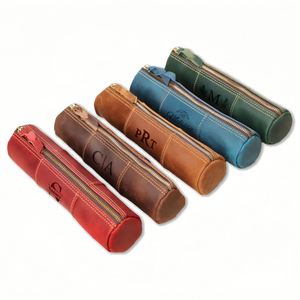 Custom Leather Pencil Case- Zipper <b>Pen</b> Sleeve Pouch with Carved Design-Multi-Purpose Office <b>Organizer</b> - Product Image 1