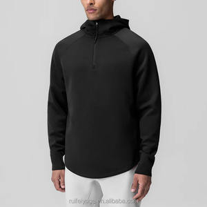 공장 맞춤 로고 제작 하이넥 보온 면 하프 집업 풀오버 무지 헤비웨이트 오버사이즈 남성용 테크 플리스 트레이닝 후드티 - Product Image 5