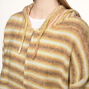 <span class=keywords><strong>Pull</strong></span> à fermeture éclair en maille lâche à rayures <span class=keywords><strong>pastel</strong></span> pour <span class=keywords><strong>femme</strong></span>, de haute qualité, 400 GSM, logo personnalisé, hiver, décontracté, streetwear quotidien, épais - Product Image 3