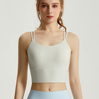 Sujetador Deportivo de Yoga para Mujer FH, Sólido, Transpirable, de Alta Sujeción, de Nailon, Sin Costuras, Sin Tirantes, de Cintura Alta, de Alta Calidad