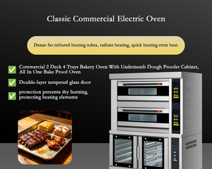 Forno Elettrico Commerciale a Due Piani con Quattro Vassoi e Controllo Digitale in Acciaio Inox per Panetterie, Caffetterie e Produzione di Pane e <span class=keywords><strong>Pasticceria</strong></span> - Product Image 6