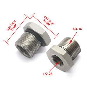 อะแดปเตอร์เกลียวสแตนเลส 304 ผลิตด้วยเครื่อง CNC, ข้อต่อหกเหลี่ยมขนาด 1/2-28 ถึง 3/4-16 สำหรับการปรับเปลี่ยนระบบเชื้อเพลิงยานยนต์ - Product Image 4