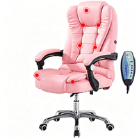 Chaise de bureau ergonomique pivotante pour meuble avec massage vibrant Chaise inclinable électrique rotative rose pour femmes adultes