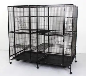 Cage empilable pour animaux domestiques, modulable, 2 niveaux, Portable, transport pour chiens, chats et lapins