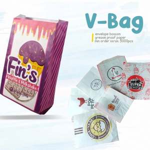 Sac en papier kraft recyclé écologique rose personnalisé pour biscuits, boulangerie, burgers, chocolat, repas, résistant à la graisse et à l'huile - Product Image 1