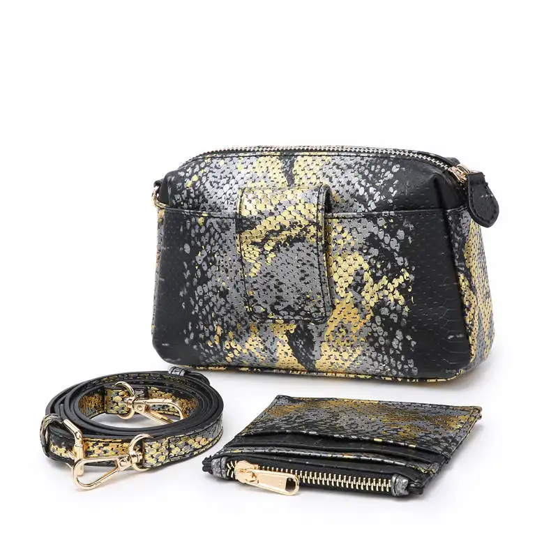 Bolsa de mão feminina de cobra com design simétrico, bolsa de mão em couro Python para adolescentes de boa qualidade com suporte para cartão, novidade