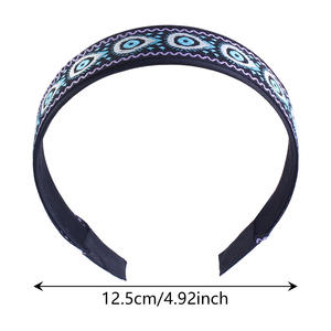 Serre-tête large en tissu et plastique, style bohème rétro, avec broderie œil, ethnique, pour femme - Product Image 4