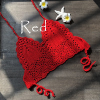 Maillot de bain bikini taille haute uni sexy à découpes style bohème en crochet coquillage pour femme