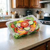 Boîte d'emballage alimentaire transparente pour salade de fruits frais, contenants en plastique pour salade avec couvercle