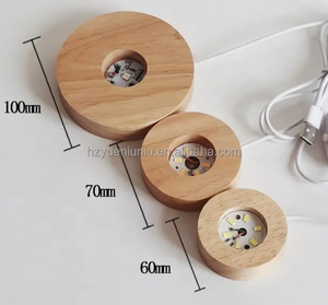 Bán buôn LED Đèn bằng gỗ cơ sở đứng Vòng cơ sở 3D ánh sáng ban đêm 7 màu sắc biểu tượng ánh sáng bằng gỗ LED cơ sở chủ USB - Product Image 6