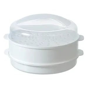 New Arrival Plastic Round Microwave Cookware Stackable Food Cooker Steamer