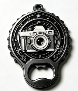 Porte-clés décapsuleur personnalisé en alliage de zinc avec logo caméra, cadeau promotionnel, pendentif en métal - Product Image 2