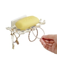 Support mural moderne pour savon, sans perçage, étanche et durable, avec égouttoir et crochet, pour rangement et organisation dans la salle de bain
