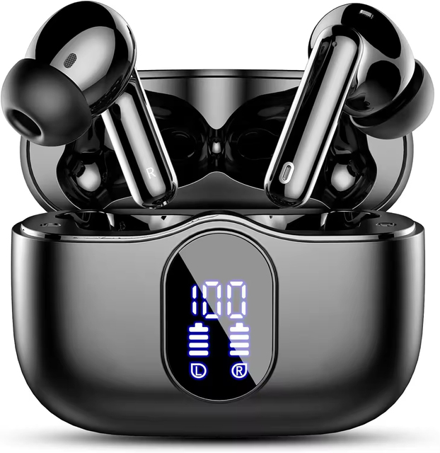 Wireless for 5.4 Earbuds Bass Stereo Noise Cancelling Mic LED Display Clear Calls IP7 Waterproof 10-15h Battery No Touch