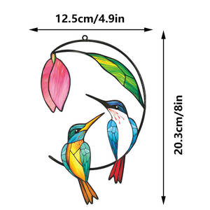 Decoración de Pared de Hierro de Doble Cara <span class=keywords><strong>Estilo</strong></span> Pastoral, Colgante Doble con Diseño de Flores y Pájaros para Hogar, Jardín o Villa - Product Image 6