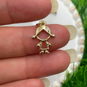 Colgantes de Niño y Niña Chapados en Oro de 18K con Corazón y Piedra de Nacimiento de Circonita Cúbica para la Creación de Joyas DIY (Collares y Pulseras) - Product Image 6