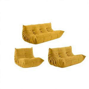 Canapé moderne en velours avec ottoman - Meuble de salon extérieur léger, imperméable et portable - Product Image 1