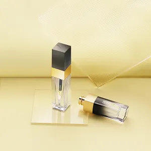 Alovey New Design Square Empty Luxury Lipgloss Tube Bottle With Circle Ring Liptint Bottle With Applicator