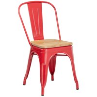 Chaise de salle à manger en métal pour l'intérieur avec dossier argenté et siège en bois naturel