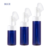 Nuevo 100ml 150ml 200ml azul blanco claro bomba de espuma cosmética botella de plástico para mascotas con cepillo de silicona para embalaje de limpiador Facial