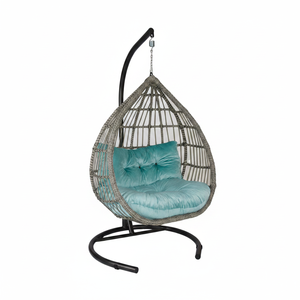 Meubles d'extérieur modernes pour hôtel, meubles d'intérieur en bois, balançoires de jardin, balançoires suspendues en forme d'œuf, chaise à bascule individuelle avec support en métal - Product Image 2