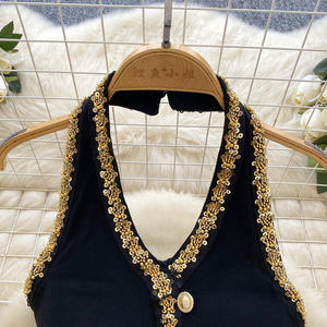 Robes de soirée élégantes pour femmes, ornées de perles et de paillettes, col en V, dos nu, sans manches, ajustées et sublimes la taille - Product Image 4