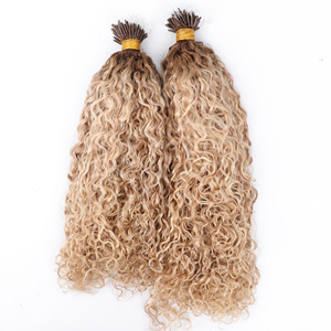 2023 nuevo cabello humano indio crudo F punta <span class=keywords><strong>Remy</strong></span> cutícula alineada 12A extensión de cabello con punta de plástico rizado - Product Image 2