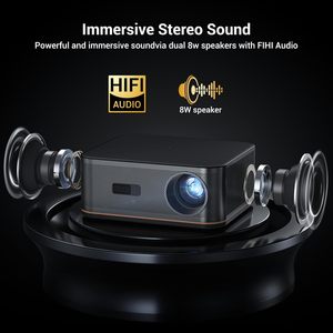 โปรเจคเตอร์พกพา Ultra HD 8K รองรับการถอดรหัสภาพ โปรเจคเตอร์ Amlogic ระบบ Wifi คู่ Android 9.0 เสียงคมชัด 12000 ลูเมนส์ - Product Image 3