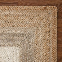 Tapis en jute 100% naturel et biologique, à poils ras, style pastoral, tissé à la main, haut de gamme, pour salon, table basse, bureau et chambre