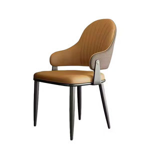 כיסא אוכל איטלקי סִגְנוֹן יוקרתי מודרני מינימליסטי מעור מרופד לשימוש ביתי/מלונאי, מתאים לדירות קטנות/חדר אוכל - Product Image 5