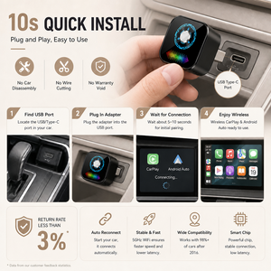 Adaptador inalámbrico CarPlay con LED de atenuación, dongle USB, Mini CarPlay, Android Auto, adaptador CarPlay sin cable. - Product Image 2