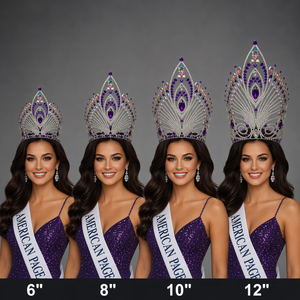 Corona Personalizzata Viola per Concorsi di Bellezza, Grande Tiara con Strass, Ingrosso, Logo Personalizzato, per Regine di Bellezza e Balli di Fine Anno - Product Image 6