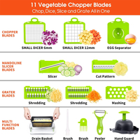 14-in-1 multifunctionele voedselhakker, groentehakker, uien snijder, fruit- en wortelsnijder, groentesnijder, -schaaf en -slicer