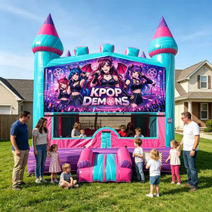 Château gonflable commercial personnalisé sur le thème des dessins animés pour enfants, idéal pour la location et l'utilisation en parc - Product Image 3