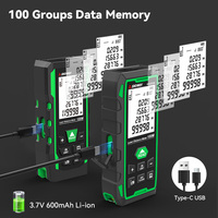 Télémètre extérieur vert Sndway avec zone de bande de mesure/Volume/Pythagore/Angle/Hauteur Distancemètre laser à recharge