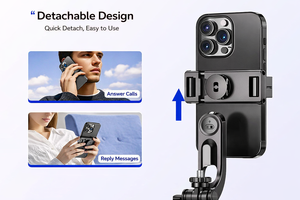 Trépied perche à <span class=keywords><strong>selfie</strong></span> <span class=keywords><strong>Bluetooth</strong></span> avec perche à <span class=keywords><strong>selfie</strong></span> de 1708 mm à 8 sections 360° ° Télécommande <span class=keywords><strong>Bluetooth</strong></span> sans fil rotative pour vlog de voyage - Product Image 5