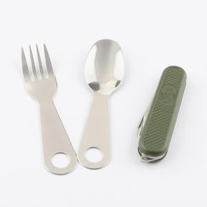 Portable Design Classique Multi-Outil <span class=keywords><strong>Couteau</strong></span> <span class=keywords><strong>Fourchette</strong></span> <span class=keywords><strong>Cuillère</strong></span> Couverts Ensemble pour La Maison En Plein Air Voyage Randonnée Camping avec Sac D'ustensiles En Métal - Product Image 3