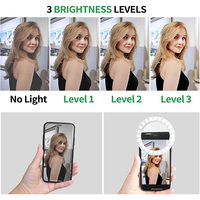 Huizon Blanc 48 LED Dimmable Selfie Anneau Lumière Clip-On 450mAh Batterie Rechargeable Au Lithium 25mm Épaisseur Type-C Boîte Personnalisée