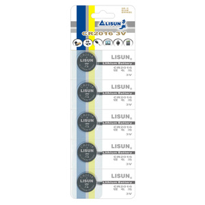บลิสเตอร์การ์ดประสิทธิภาพสูง90มิลลิแอมป์ชั่วโมง Li-MnO2 CR2016แบตเตอรี่ลิเธียมแบบปุ่มสำหรับเครื่องช่วยฟังและอุปกรณ์เสริม - Product Image 1