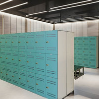 Casilleros Compactos de HPL Laminado para Gimnasio con Cerraduras Electrónicas y de Llave, Estructura Ensamblada para Vestuarios