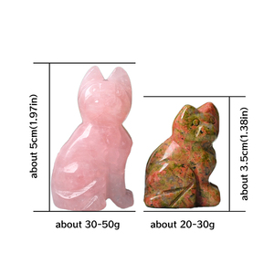 天然宝石猫像彫刻ローズクォーツとアメジストクリスタルその他クリスタル工芸品 - Product Image 5