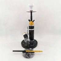 Set Hookah Shisha Aluminium Berkualitas Tinggi dengan Lapisan Lacquer, Mewah Modern, Narguile Chicha Pipa Air dengan Lampu LED untuk Pesta Lounge