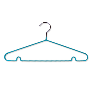 Space Saving Slim Blue Coated Wire With Notches Design For Supermarket Retail Metal Clothing <b>Hanger</b> - Product Image 3