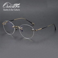 Lunettes de vue sans monture de haute qualité au design de marque, montures en titane sans cerclage pour hommes, en stock