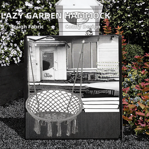 <span class=keywords><strong>Hamaca</strong></span> de lona de algodón duradera para jardín al aire libre con diseño ergonómico para patio, dormitorio o descanso, colgante perezoso informal - Product Image 2